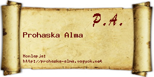 Prohaska Alma névjegykártya
